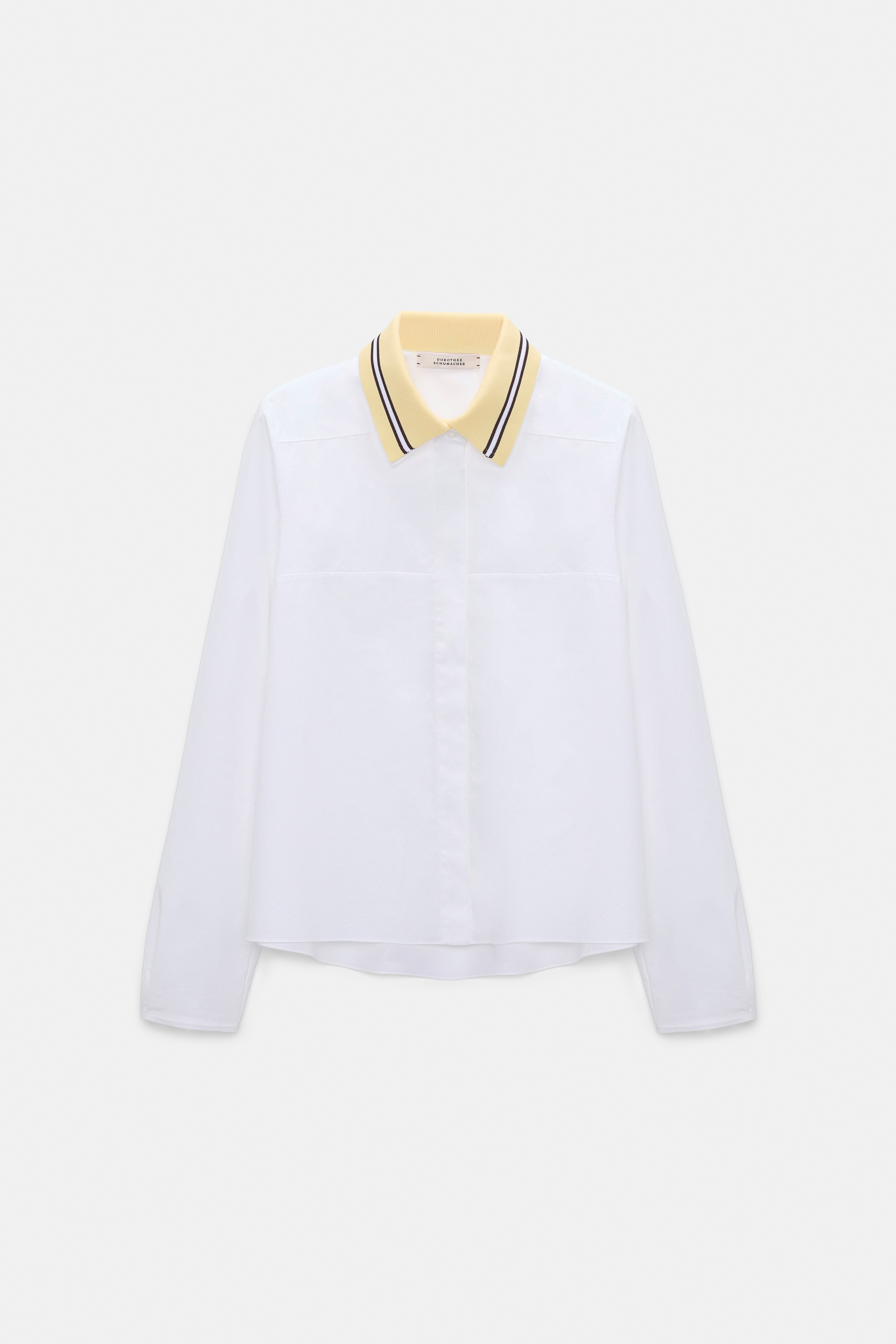 Dorothee Schumacher A-line cotton poplin blouse with removable collar white lemon
